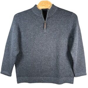 Pendleton 100% Shetland Wool 1/4 Zip Sweater Men XL Navy Washable Pullover Tweed